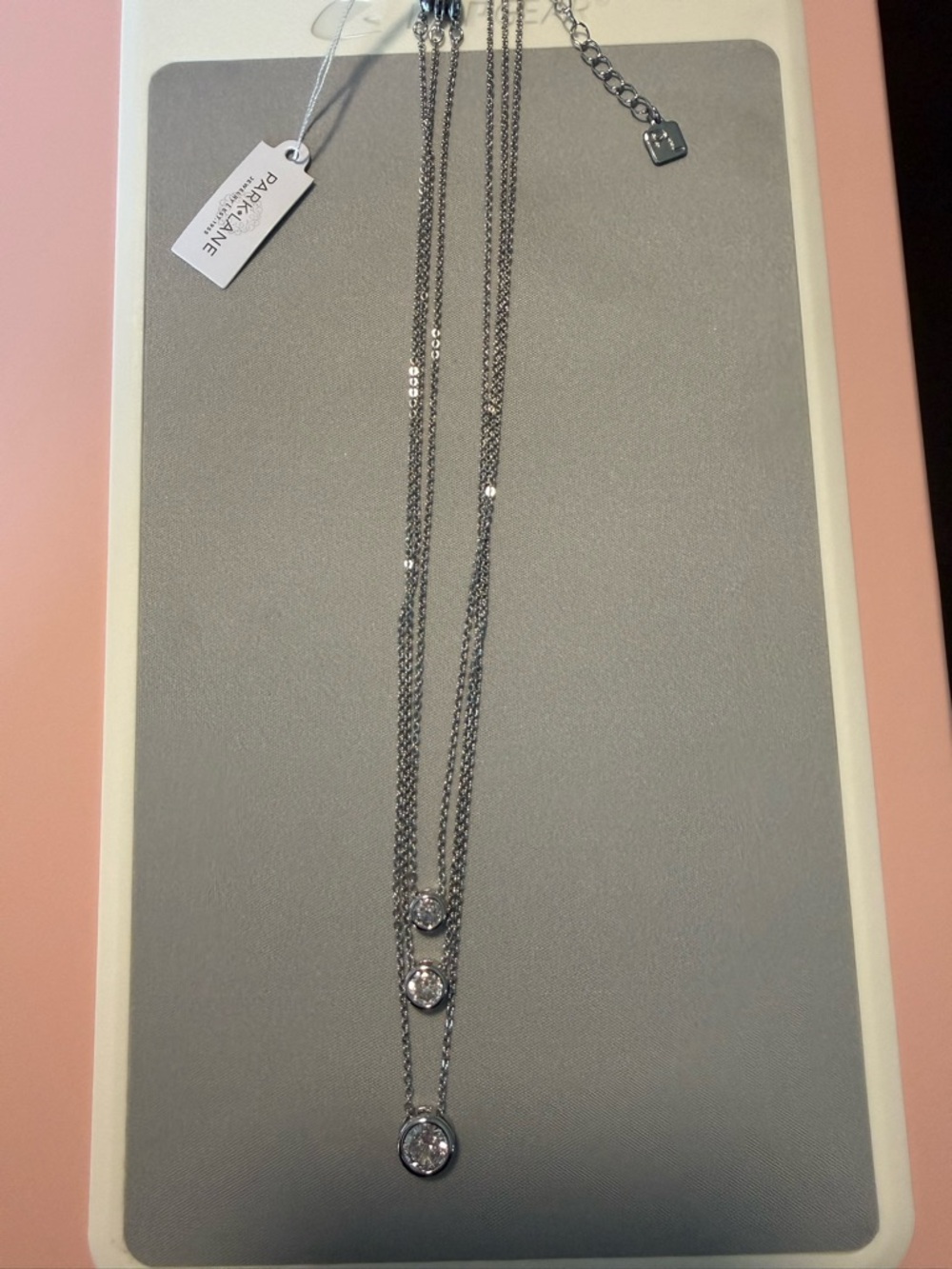 Park Lane Silver-Tone Triple Drop Necklace with Clear Crystals